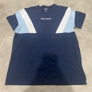 Hollister Dark Blue Tee with Light Blue and White Panels